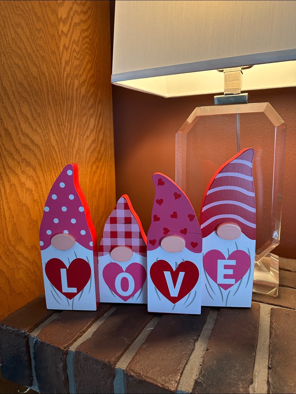 Valentine Gnome Wooden LOVE Block Set - Pink & Red - Weddings NWOT